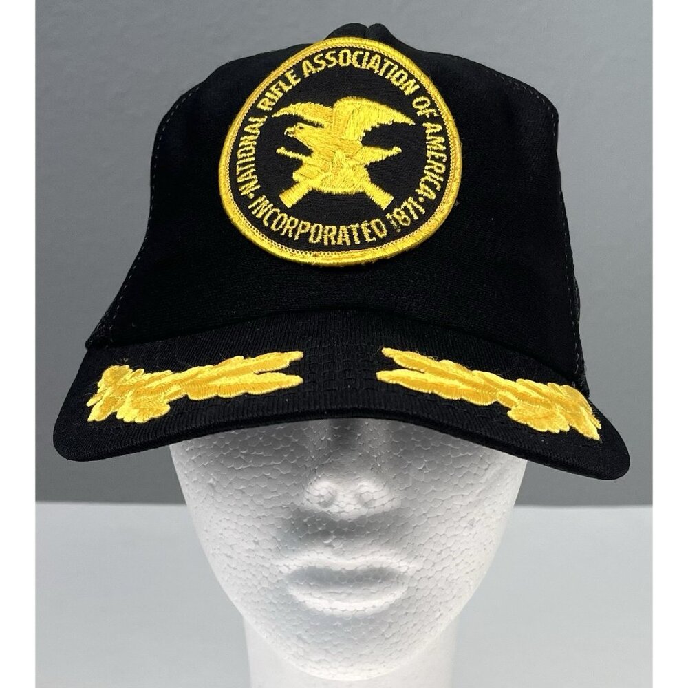NRA National Rifle Association Patch Black TRUCKER HAT Oak Leaves Scrambled Eggs